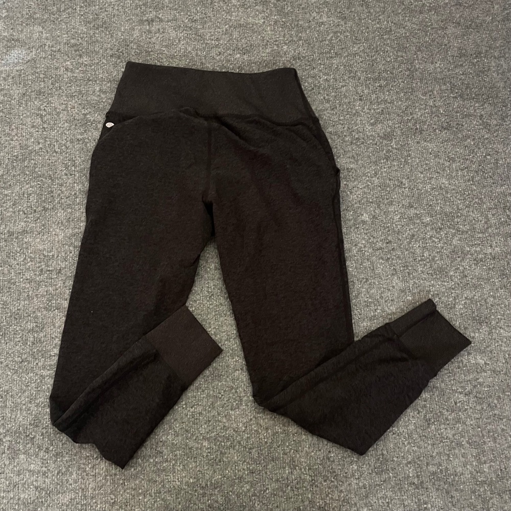 Zella High Waisted Joggers Women's Medium Heathered Black Athletic Pants Pockets - Picture 2 of 8